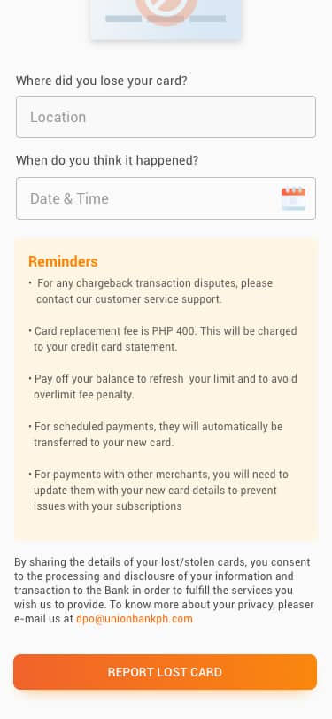 UnionBank Online | Report and Replace Card | UnionBank